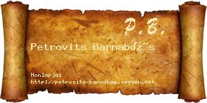 Petrovits Barnabás névjegykártya