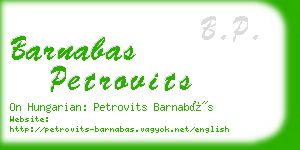 barnabas petrovits business card